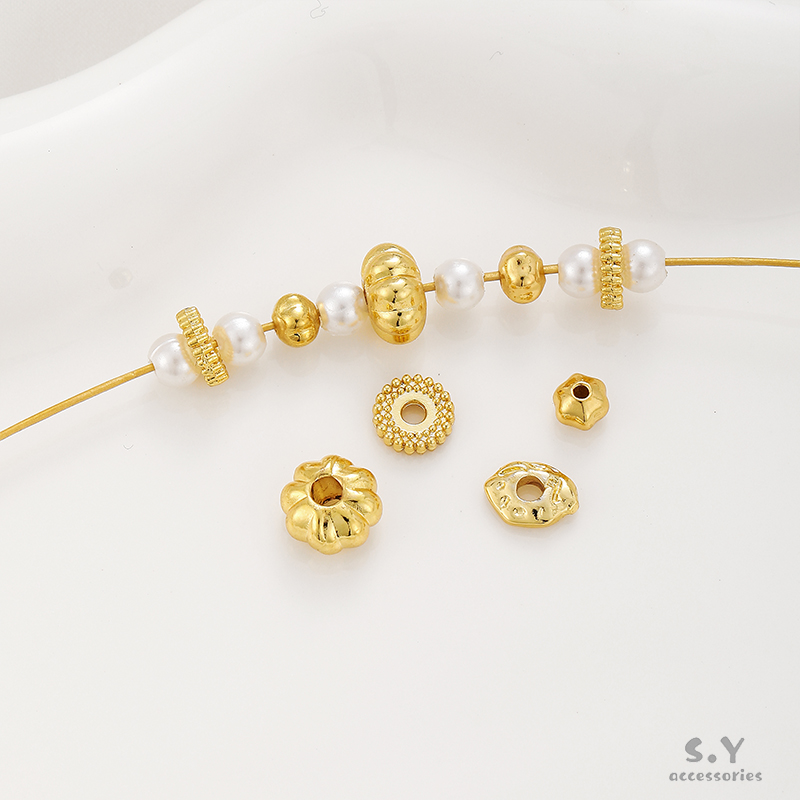 保色18K包金车轮花隔珠飞碟隔片