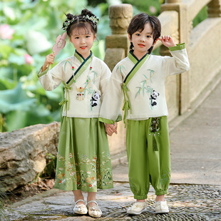 儿 童唐装幼儿园汉服演出服诗词朗诵男女孩大合唱国风小少爷衣服