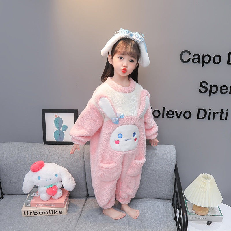 女童珊瑚绒连体睡衣秋冬婴幼儿法兰绒女宝宝加厚爬服儿童家居服