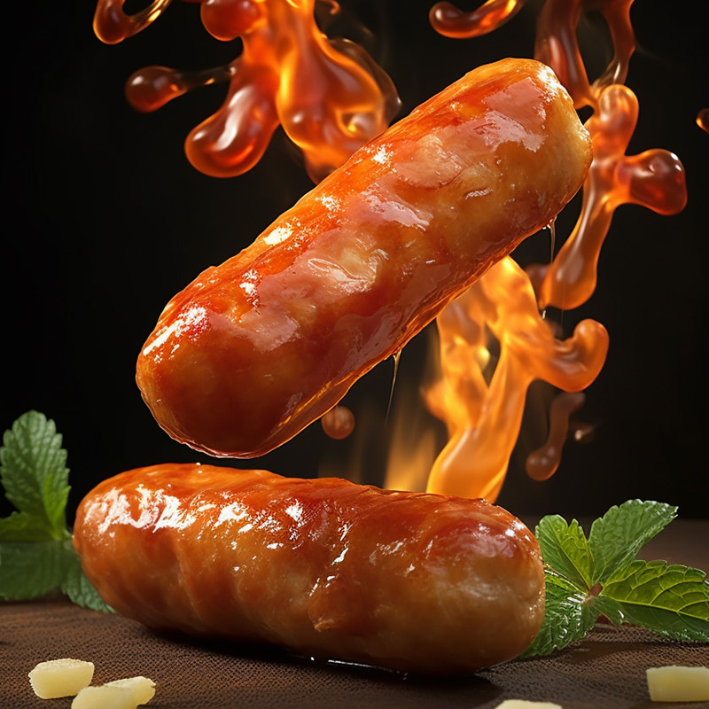 火山石烤肠黑胡椒味空气炸锅烤肠香肠猪肉原味肉肠火腿肠冷链发货