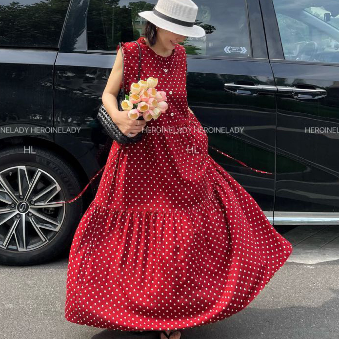 【西西里的午后】HL棉绸夏季宽松显瘦花边款连衣裙时尚洋气法式图片