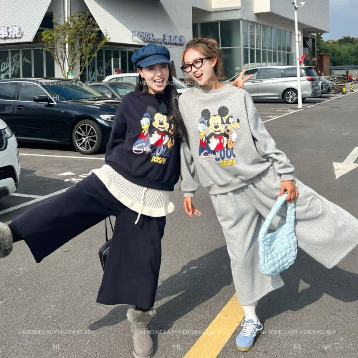 【童趣卫衣套装】HL秋季韩版宽松休闲百搭运动卫衣可爱七分裤套装