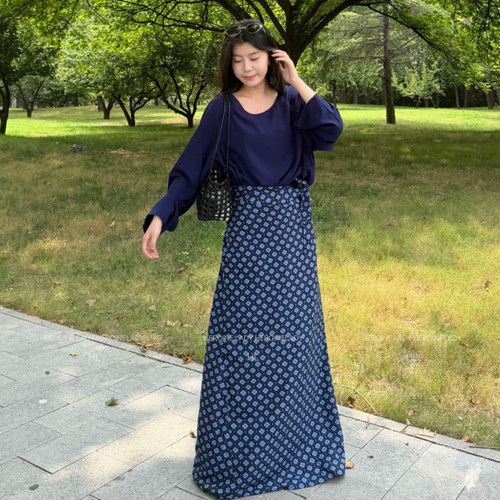 【瘦瘦裹裙】HL棉绸夏季显瘦百搭时尚气质美女复古裹系长款半身裙