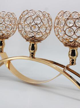 欧式新款烛台创意摆件三头拱桥水晶蜡烛台酒店家居装饰用品工艺品