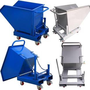 厂家现货拉杆式可翻转叉车款铁屑车金属周转箱工厂废料垃圾车废料