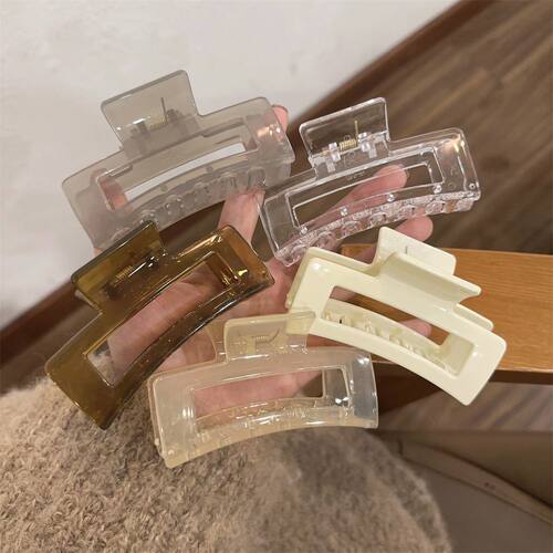 5色都要入!法式风 暗蓝奶油透明白色奶茶棕发夹发抓鲨鱼夹韩国