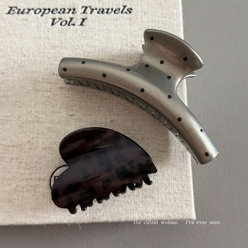 韩系百搭波点大号盘发鲨鱼夹