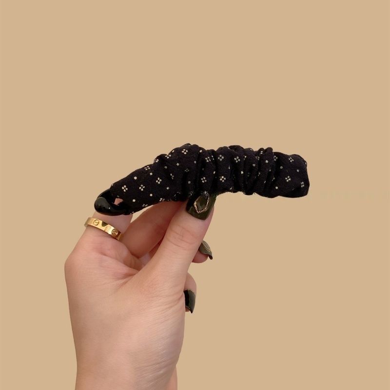 黑色波点发夹简约褶皱设计一字夹ins时尚复古少女马尾香蕉夹发卡