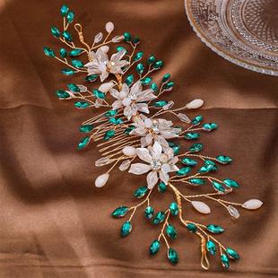 Rhinestone Comb Bridal Hair Leaf Headdress Flower