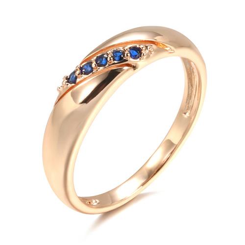 INS trendy copper inlaid ring simple oblique sapphire