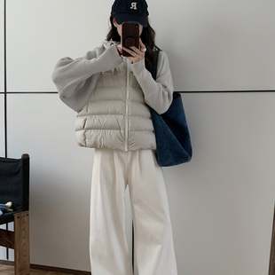 新款 假两件2025冬季 百搭外套 拼接羽绒棉服女短款 轻薄针织毛衣袖