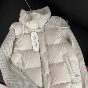 显瘦百搭外套 拼接羽绒马甲女立领短款 2025新款 韩系针织宽松保暖袖