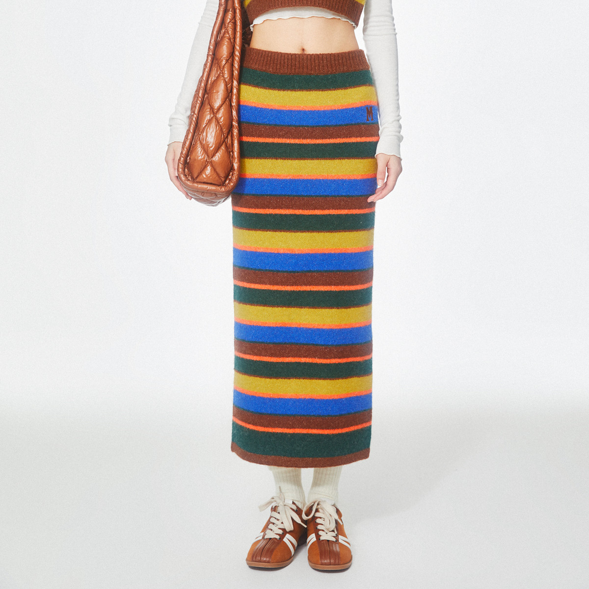 MLMR新款秋冬装多巴胺穿搭针织条纹连衣裙半身裙潮流时尚百搭个性