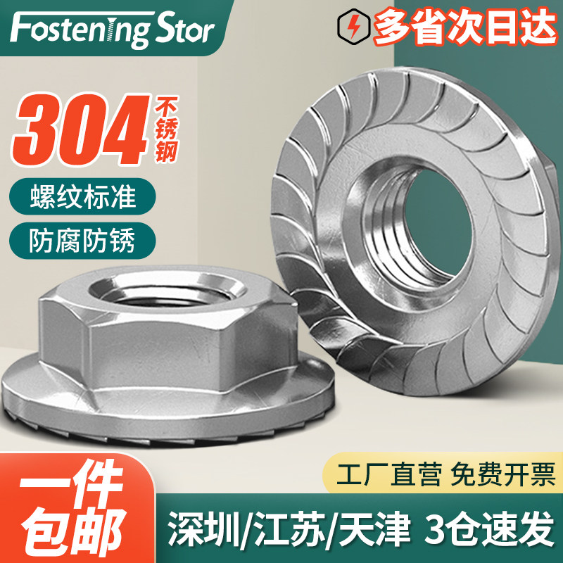 304不锈钢法兰六角螺母图片