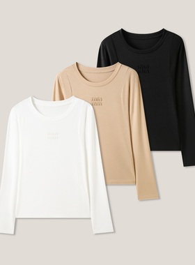 【爆米花】 “轻氧无拘”早秋百搭纯色天丝长袖打底衫SS26354