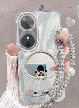 适用荣耀畅玩60手机壳NIC-AN00补妆镜子honor畅完60m保护套anoo带镜头膜nlc新款女n1c全包边5g华为防摔卡通软