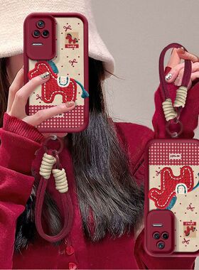 适用红米k50手机壳新款22041211ac软硅胶redmik50pro保护套22011211c本命年马5g镜头全包边防摔pr0手绳高级女