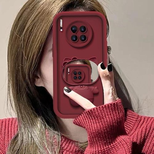 适用华为mate30pro手机壳带镜子lio-al00软硅胶mate30e保护套tas新款maet30全包mt30epro防摔aloom卡通5g潮女
