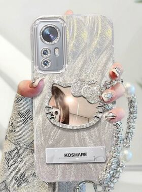 适用红米k50至尊版手机壳带镜子2022CP8469镜头膜redmik50ultra保护套hongmi全包防摔软5g新款女高级手链支架