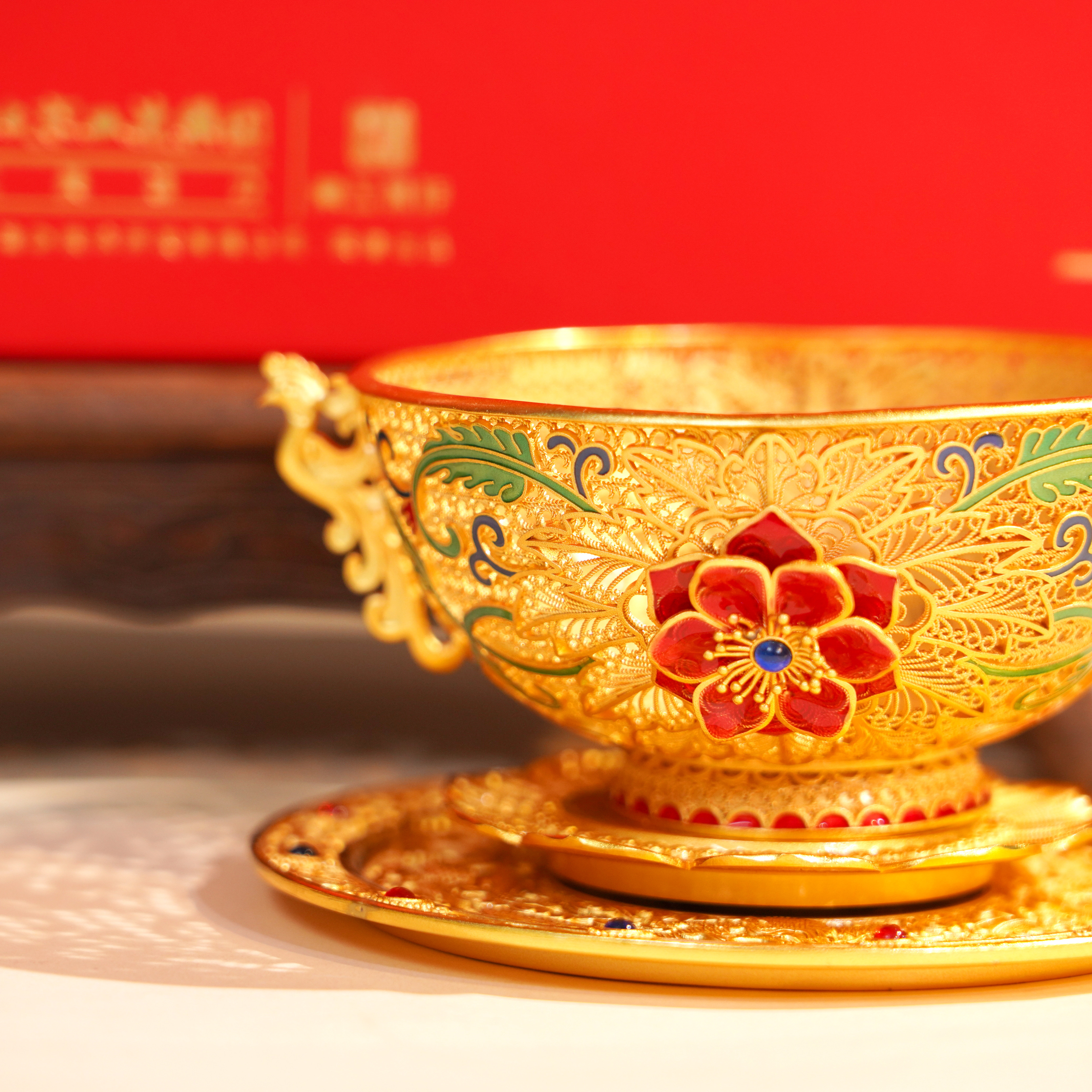 工美造办龙凤呈祥金碗故宫创意非遗工艺礼品中国传统文化收藏品
