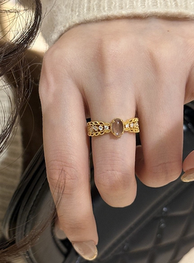 浪漫传说古法紫水晶戒指女