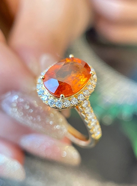 满钻开口芬达色锆石戒指