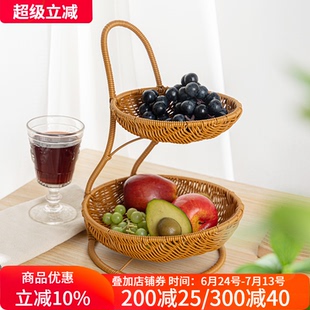 博佰澜轻奢水果篮客厅茶几零食糖果篮创意多层收纳架子双层置物篮