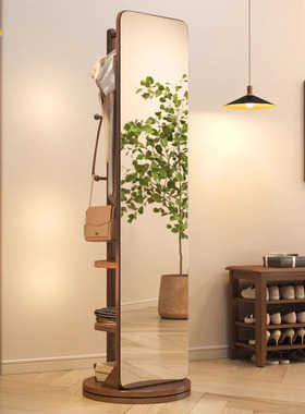 德国旋转全身镜家用卧室可移动落地镜试衣镜挂衣架一体镜子穿衣镜