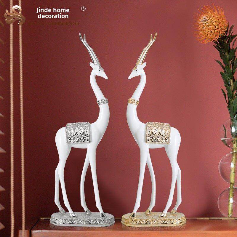 欧式鹿摆件工艺品家居办公室桌面客厅电视柜软装高级感装饰品礼物
