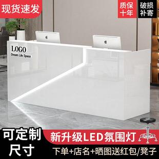 烧烤店美发美容院旅行社小型黑色科技风厂家迎宾长条覆古接待台