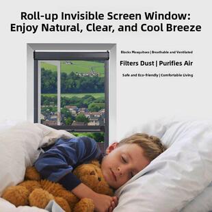 推拉窗专用隐形纱窗，免打孔伸缩式，可定制铝合金自装防蚊帘网