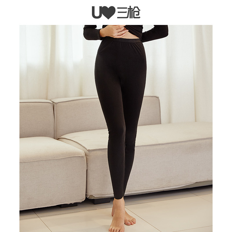 全棉女棉三枪透气弹力黑色打底裤