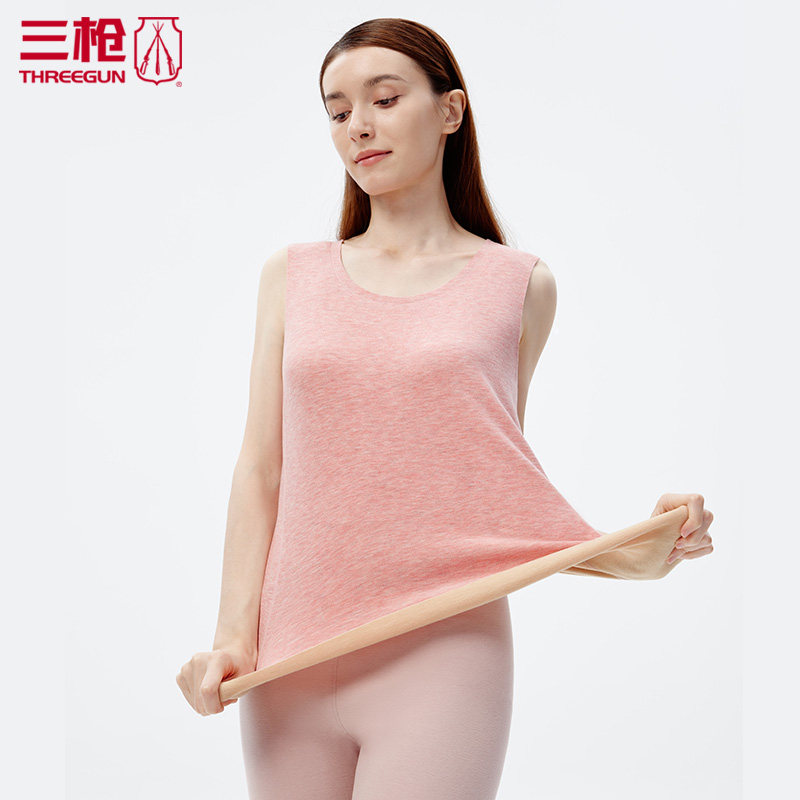 三枪加厚羊毛蚕丝绒防寒背心