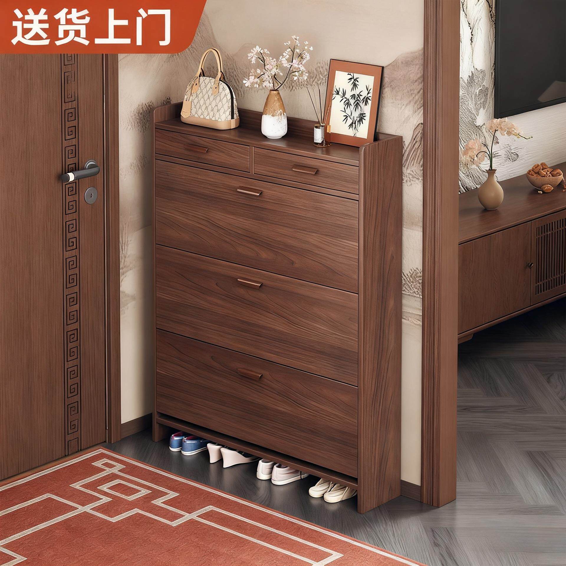 拉车超薄鞋柜17cm经济型家用门口多功能组装简约现代门口翻斗式小