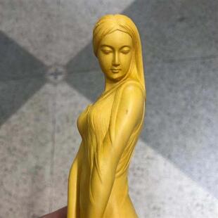 饰收藏 崖柏黄杨木雕都是丽人花样年华美女人物创意摆件家居客厅装