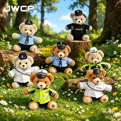 JWCP毛绒警察小熊钥匙扣包包挂件