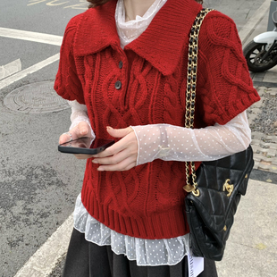 SUSAN 韩系翻领麻花包出片保暖毛衣2522s