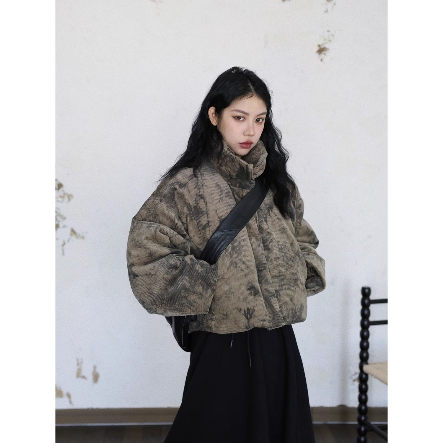 设计感扎染加厚棉服外套