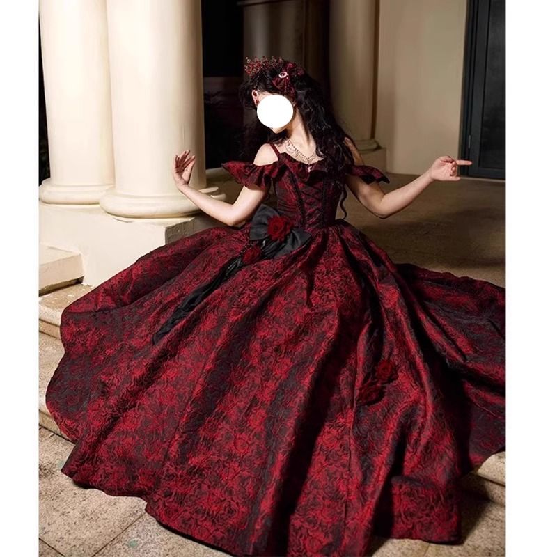 黑红Lolita花嫁晚礼服女