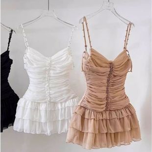 法式高级感吊带连衣裙女小个子千金风独特漂亮裙子高端生日蓬蓬裙