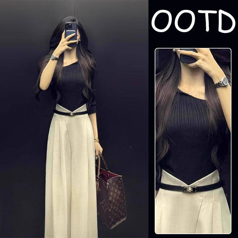 春季穿搭一整套干练气质盐系炸街高级感小洋装独特漂亮衬衫套装裤