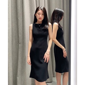 Theory专柜现货女装三醋酯鱼尾小黑裙混纺船领修身连衣裙L0109606