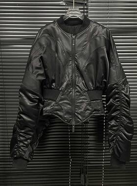 夹棉女装拼接收腰棉服外