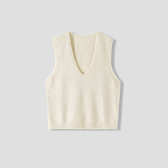 【大婷粉丝专享】全羊毛针织设计款深V领针织马甲-5QS882546