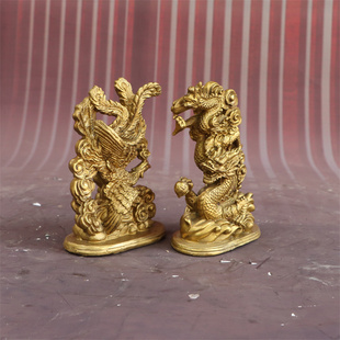 纯铜传统龙凤呈祥图二龙戏珠结婚新婚F新房送礼品纯铜摆件婚庆用