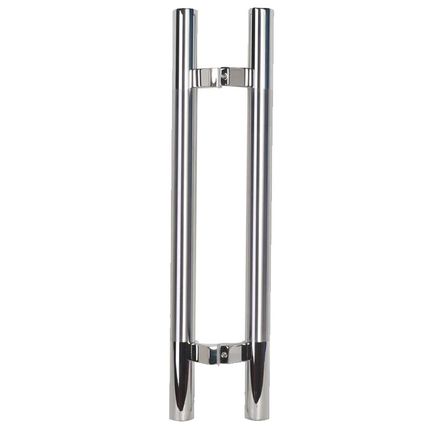 玻璃门拉手不锈钢拐脚圆管黑钛玫瑰金灰白色斜偏T位有框门马蹄脚