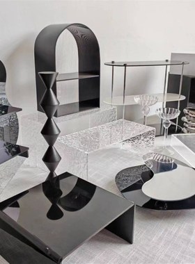 黑色透明亚克力甜品台架子摆台摆件茶歇甜L品台架子置物架摆台摆