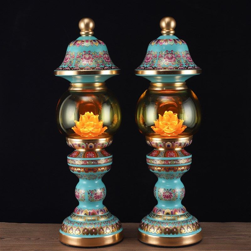 新款琉璃c珐琅彩莲花灯琉璃莲花灯家用灯莲花灯充插电合金莲花灯,家居饰品,落地摆件,淘宝优惠券,粉丝福利购,淘宝优惠卷