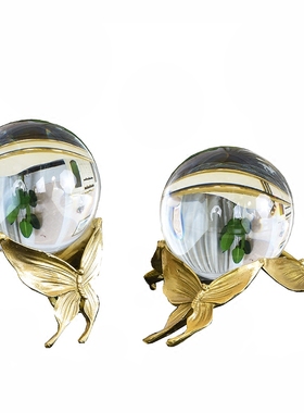 欧式美式纯铜f水晶球摆件家居装饰 样板间酒柜茶几电视柜软装摆设