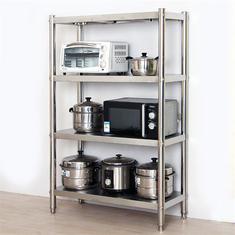 厨房不锈钢四层置物架微波炉架烤C箱架多层货架杂物收纳整理架4层